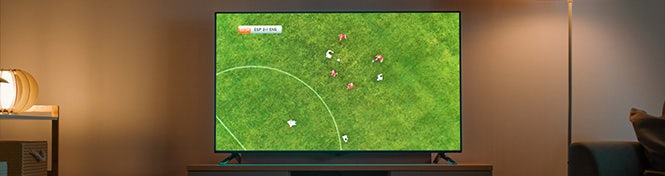 Samsung Glare Free voordeel: Meer kijkcomfort tijdens sportwedstrijden kijken. Samsung Glare Free voordeel: Meer kijkcomfort tijdens sportwedstrijden kijken.