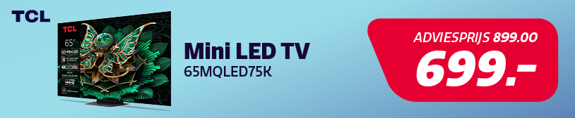 MiniLED televisie van TCL in de aanbieding bij Electro World. MiniLED televisie van TCL in de aanbieding bij Electro World.