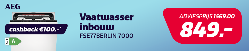 Inbouw vaatwasser van AEG in de actie bij Electro World. Inbouw vaatwasser van AEG in de actie bij Electro World.