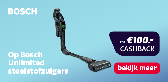 Nu tot €100,- cashback op Bosch Unlimited steelstofzuigers