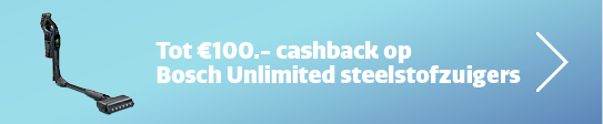 Nu tot €100,- cashback op Bosch Unlimited steelstofzuigers