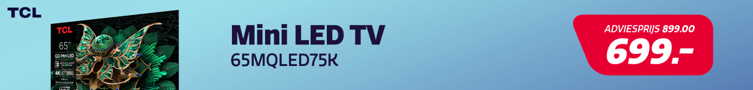 MiniLED televisie van TCL in de aanbieding bij Electro World. MiniLED televisie van TCL in de aanbieding bij Electro World.