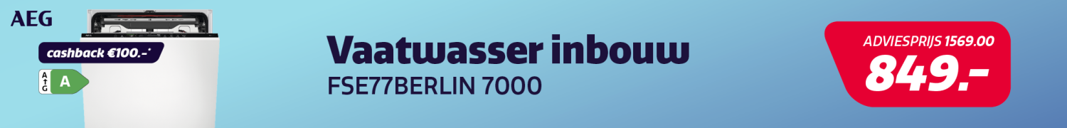Inbouw vaatwasser van AEG in de actie bij Electro World. Inbouw vaatwasser van AEG in de actie bij Electro World.