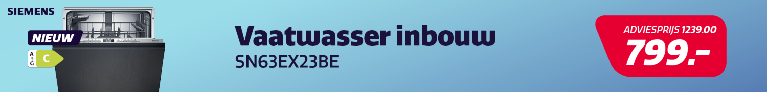 Inbouw vaatwasser van Siemens in de actie bij Electro World. Inbouw vaatwasser van Siemens in de actie bij Electro World.