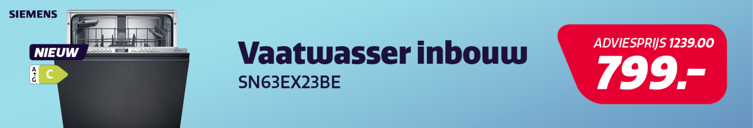 Inbouw vaatwasser van Siemens in de actie bij Electro World. Inbouw vaatwasser van Siemens in de actie bij Electro World.