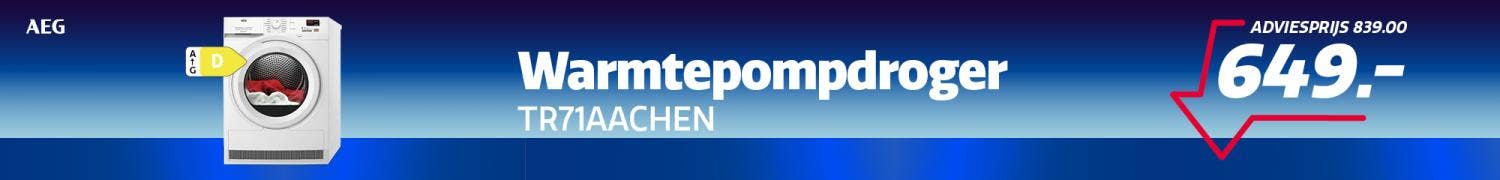 Warmtepompdroger van AEG in de aanbieding bij Electro World. Warmtepompdroger van AEG in de aanbieding bij Electro World.