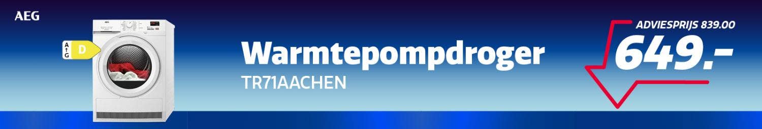Warmtepompdroger van AEG in de aanbieding bij Electro World. Warmtepompdroger van AEG in de aanbieding bij Electro World.