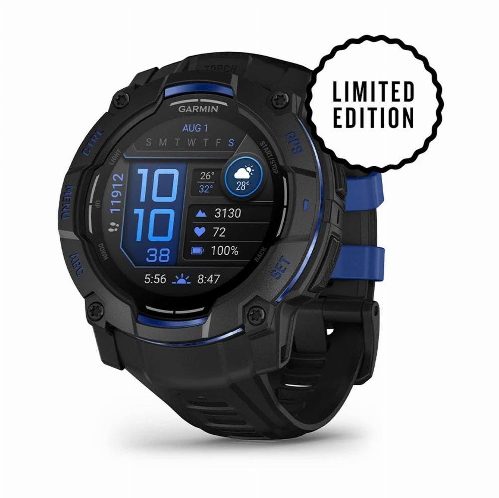 Garmin Instinct 3 50mm AMOLED Black w/ Bolt Blue Accents