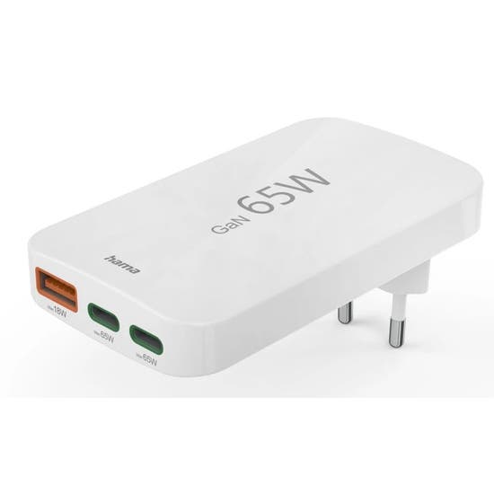 Hama Snellader 2x USB-C 1x USB-A PD 65 W Inklapbaar Wit