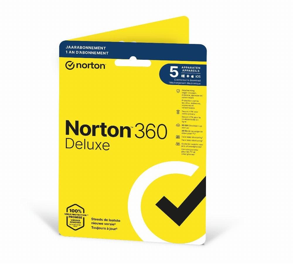 Norton 360 Deluxe - 1 User - 5 Devices- 12 Maanden