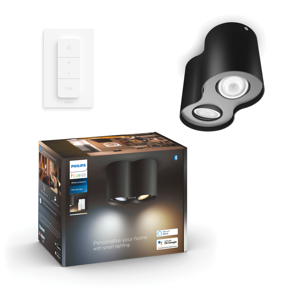 Philips PILLAR HUE PLATE/SPIRAL BLACK 2X5W 230V