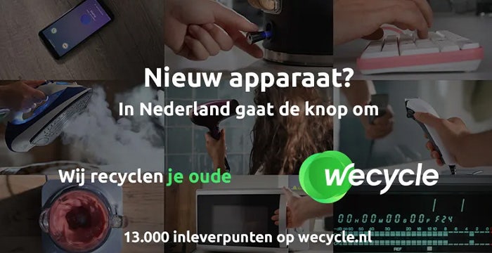 Collage van verschillende apparaten die je kan inleveren bij Wecycle. Collage van verschillende apparaten die je kan inleveren bij Wecycle.